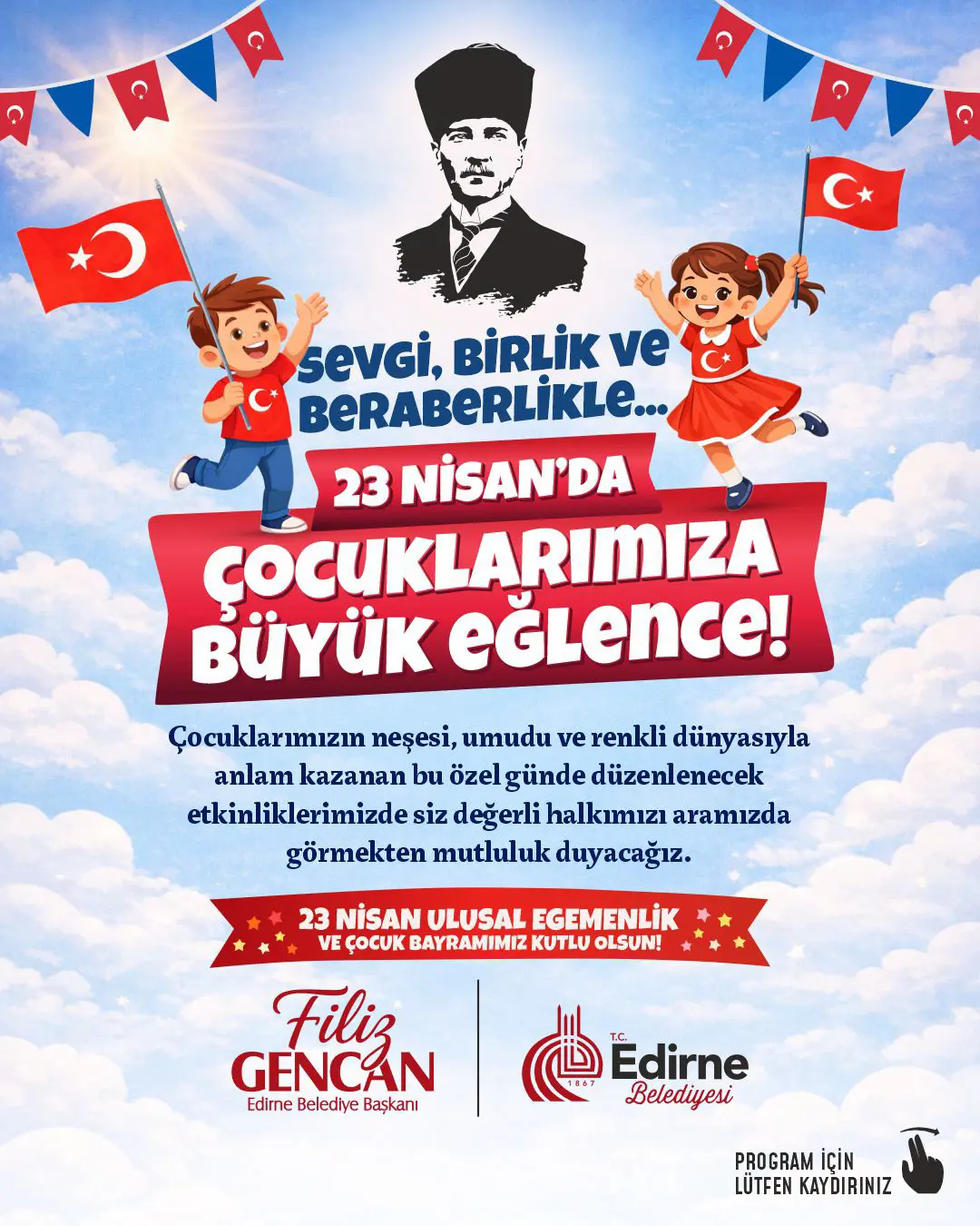 EDİRNE’DE 23 NİSAN COŞKUSU 3 GÜNE YAYILAN ETKİNLİKLERLE YAŞANACAK